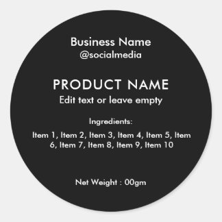 Black Modern Ingredients Product Label