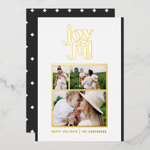 black modern joyful 3 photo  foil holiday 