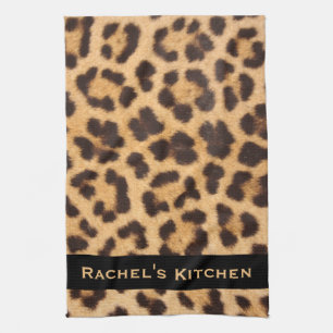 Black Modern Leopard Print Kitchen Towels Towel