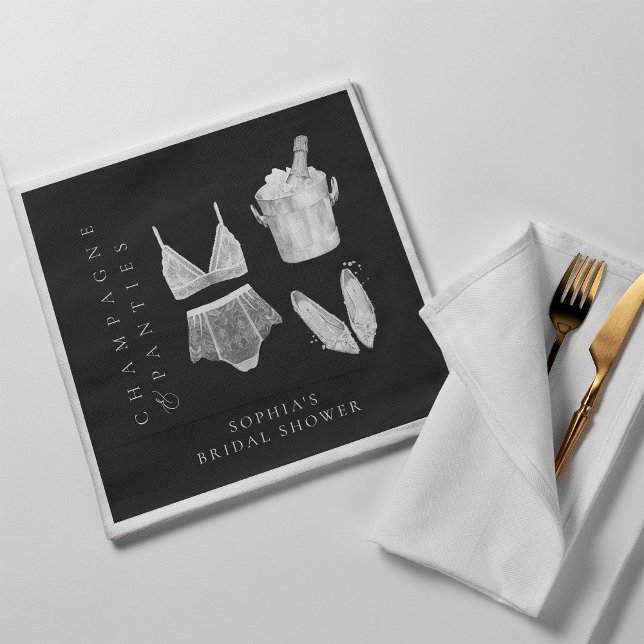 Black Modern Lingerie Bridal Shower Napkins (Creator Uploaded)