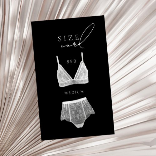 Black Modern Lingerie Bridal Shower Size Enclosure Card