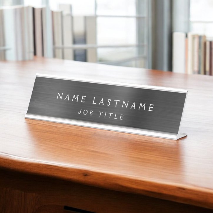 Black Modern Metallic Professional Classy Desk Name Plate