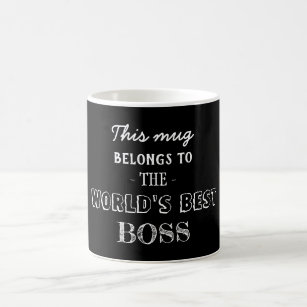 Black Modern Minimal Gift Belongs to Best Boss Coffee Mug