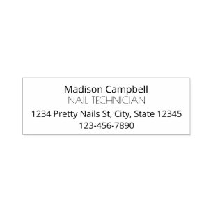 Black Modern Minimal Nails Business Self-inking Stamp