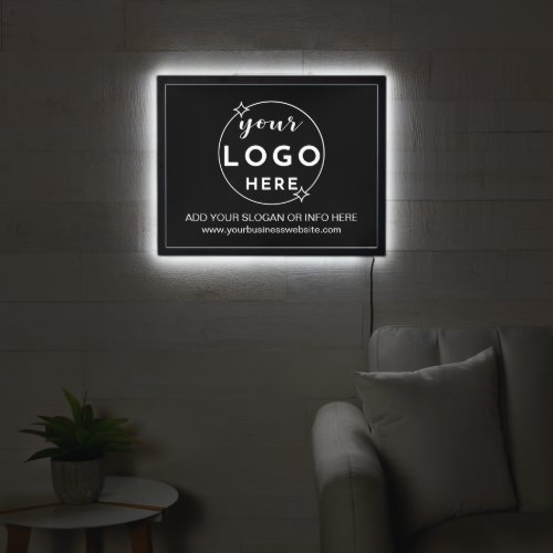 Black Modern Minimal Professional Business Logo  LED Sign