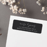 Black | Modern Minimal Script Return Address Label<br><div class="desc">These simple and elegant return address labels are designed to match our Inline wedding invitations. A beautiful typography based design with a minimalist feel,  featuring modern ash black handwritten script and classic serif lettering.</div>