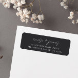 Black | Modern Minimal Script Return Address Label