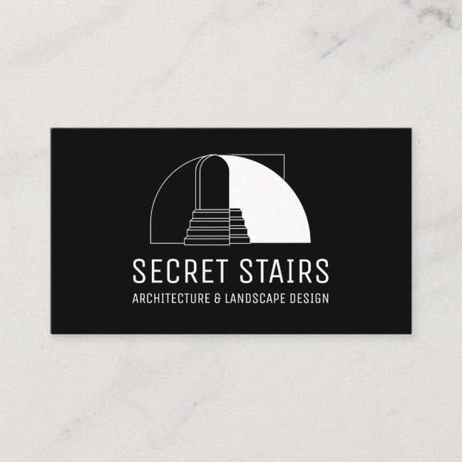 Black Modern Minimalist Architecture Stairs Business Card