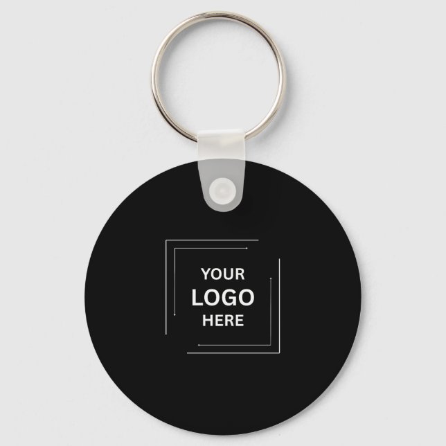Black Modern Minimalist Business Custom Logo Keychain (Front)