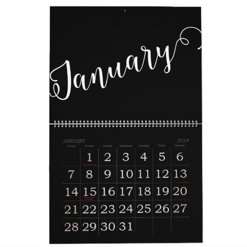 Black  Modern Minimalist Calendar
