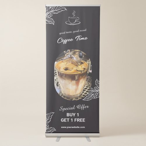 Black Modern Minimalist Coffee Shop Promotion Retractable Banner