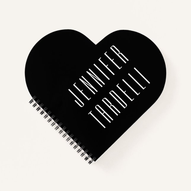 Black Modern Minimalist Elegant Your Name Notebook (Front)