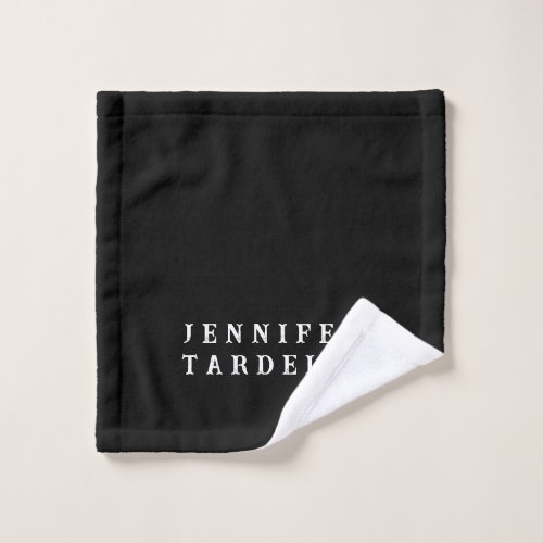 Black Modern Minimalist Elegant Your Name Wash Cloth