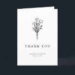 Black Modern Minimalist Floral Bouquet Wedding Thank You Card<br><div class="desc">Send thanks with this customizable minimalist wedding Black . It features a black modern floral bouquet line art with a pinstripes pattern. Personalize by adding names,  date and message. This minimalist floral thank you card is perfect for weddings,  bridal showers,  baby showers,  birthdays,  and other events.</div>