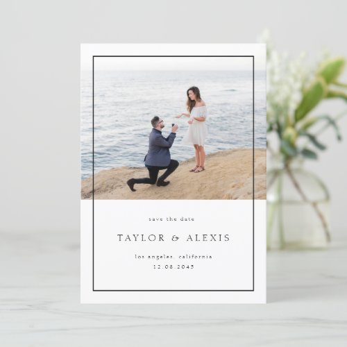 Black Modern Minimalist Frame Photo Save The Date