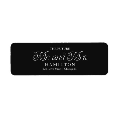 Black Modern Minimalist Future Mr and Mrs  Label