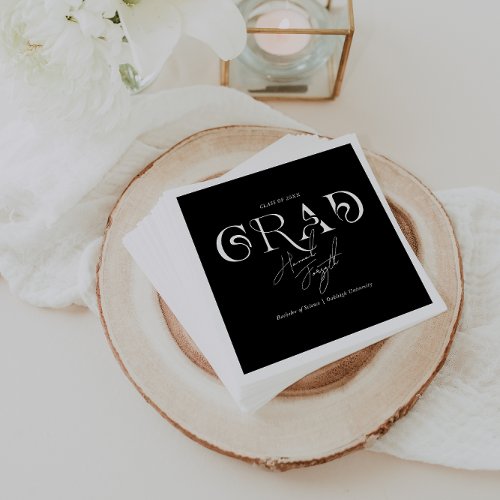 Black Modern Minimalist  Graduation Party Napkins