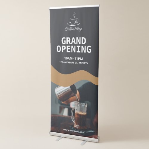 Black Modern Minimalist Grand Opening Coffee Shop Retractable Banner