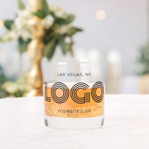 Black Modern Minimalist Logo Promo Whiskey Glass