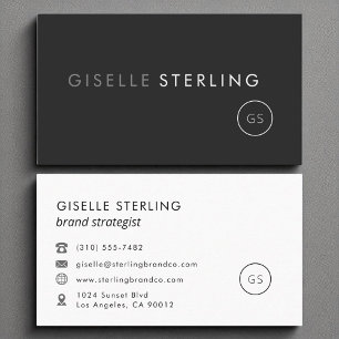 Black Modern Minimalist Monogram Simple Business Card