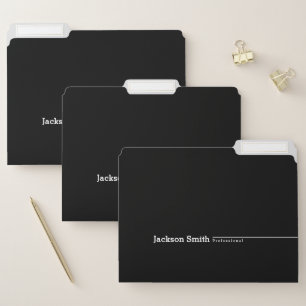 Black modern minimalist name professional file folder