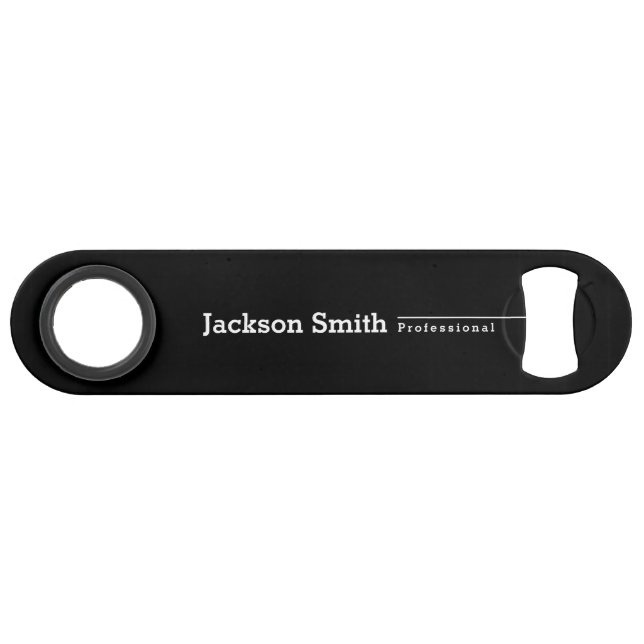 Black modern minimalist personalized name bar key (Front (Horizontal))