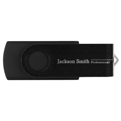 Black modern minimalist personalized name flash drive