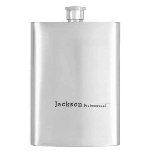 Black modern minimalist personalized name flask