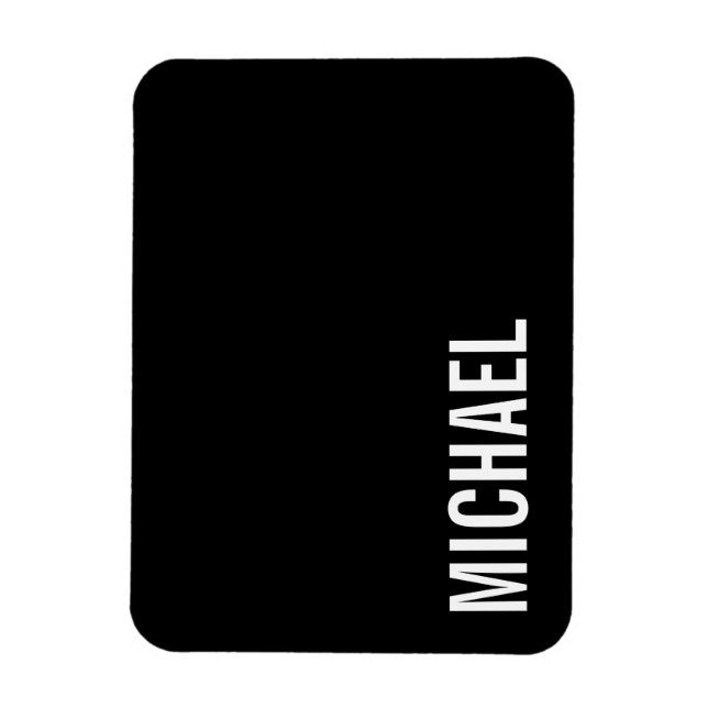 Black Modern Minimalist Personalized Name Magnet (Vertical)