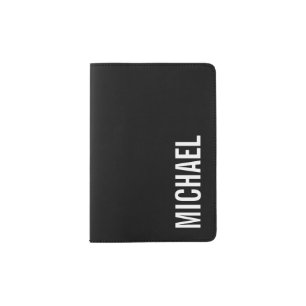 Black Modern Minimalist Personalized Name Passport Holder