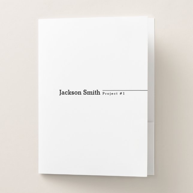 Black modern minimalist personalized name pocket f folder (Front)