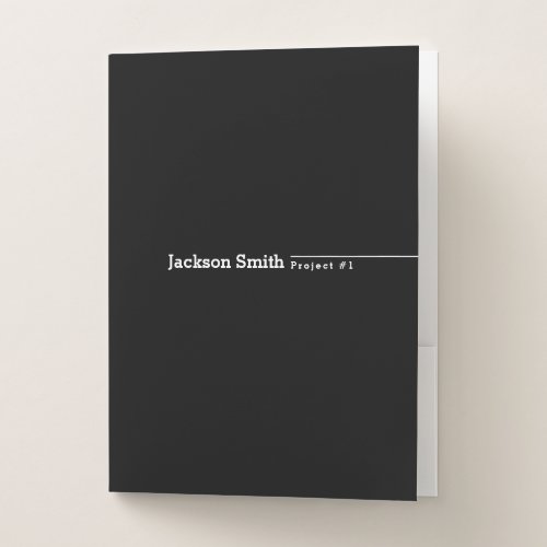 Black modern minimalist personalized name pocket f pocket folder