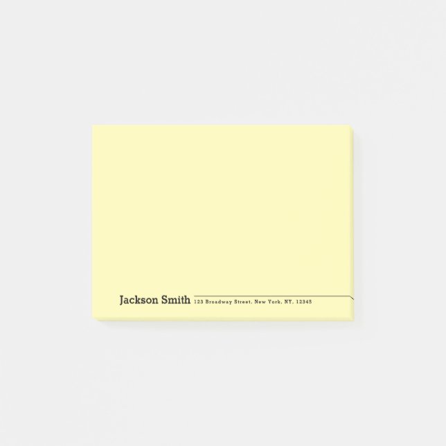 Black modern minimalist personalized name post-it notes (Front)