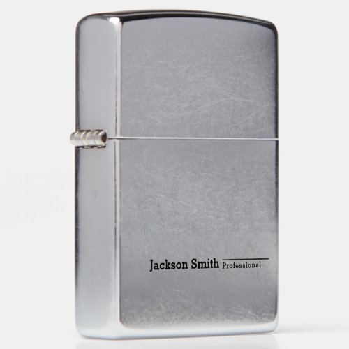 Black modern minimalist personalized name zippo lighter