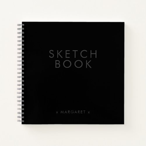Black Modern Minimalist Personalized Sketchbook Notebook