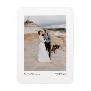 Black Modern Minimalist Photo Wedding Thank You Magnet