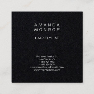 Black Modern Minimalist Professional Plain Square Square Business Card
