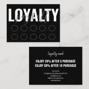 Black Modern Minimalist Punch Script Loyalty Card