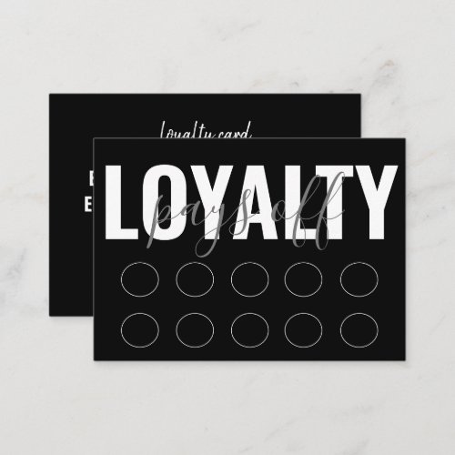 Black Modern Minimalist Punch Script Loyalty Card