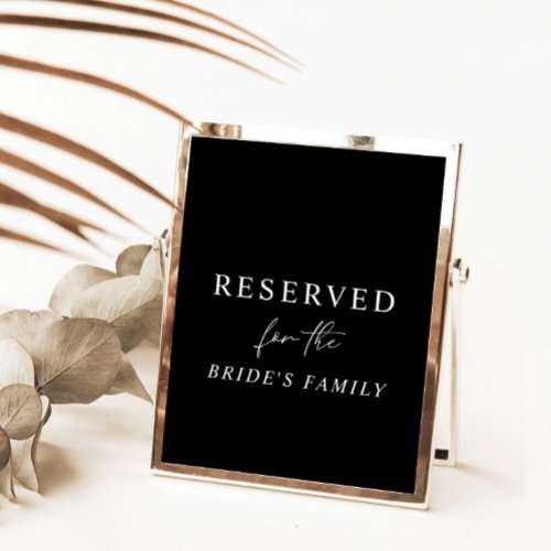 Black Modern Minimalist Reserved Wedding Sign Invitation