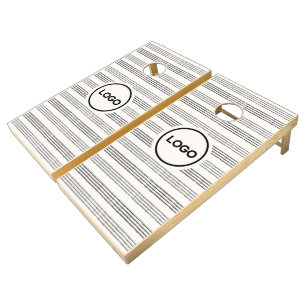 Black Modern Minimalist Stripe Boho Business Logo Cornhole Set