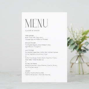 Black Modern Minimalist Typography Menu Card
