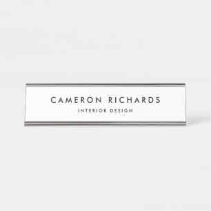 Black Modern Minimalist Typography Personalized Desk Name Plate