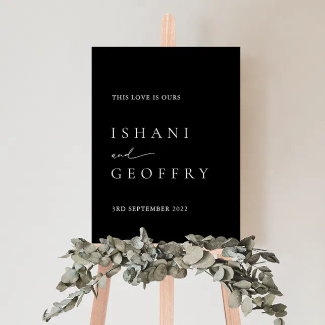 Black Modern Minimalist Wedding Welcome Sign Zazzle