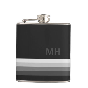 Black Modern Monogram Flask
