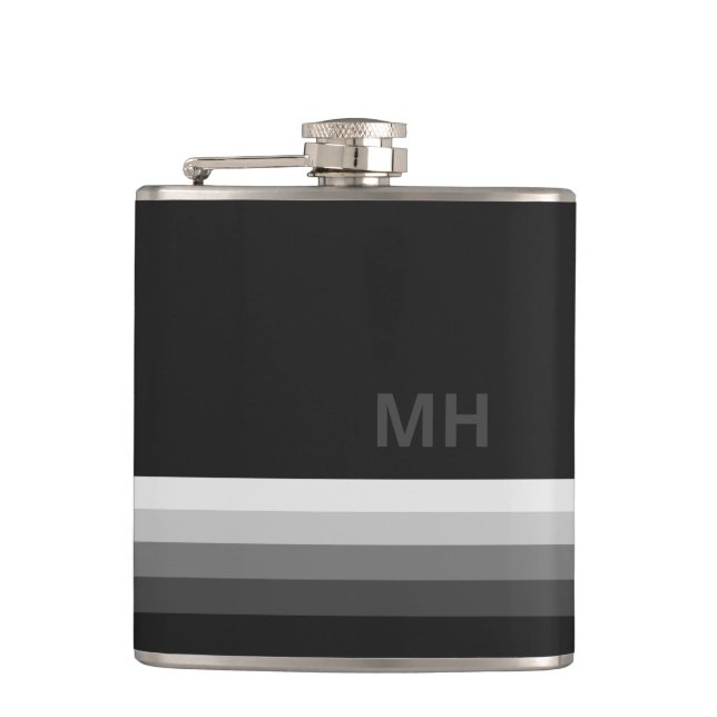 Black Modern Monogram Flask (Front)