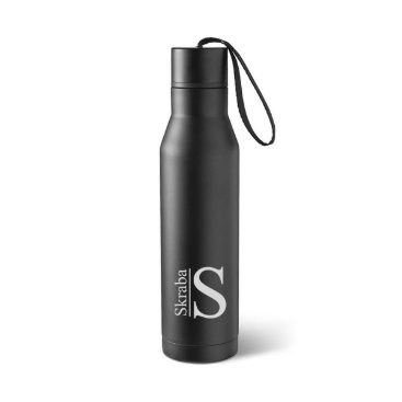 Black Modern Monogram Stainless Steel Water Bottle