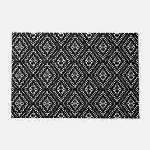 Black Modern Mudcloth Geometric Ethno Pattern Doormat