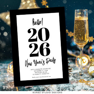 Black Modern New Years Party Invitation