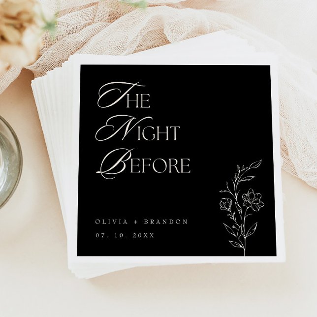 Black Modern Night Before Rehearsal Dinner Wedding Napkins (Creator Uploaded)
